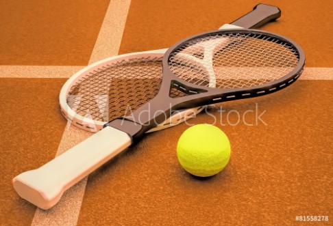 Afbeeldingen van Tennis rackets sphere court game ground